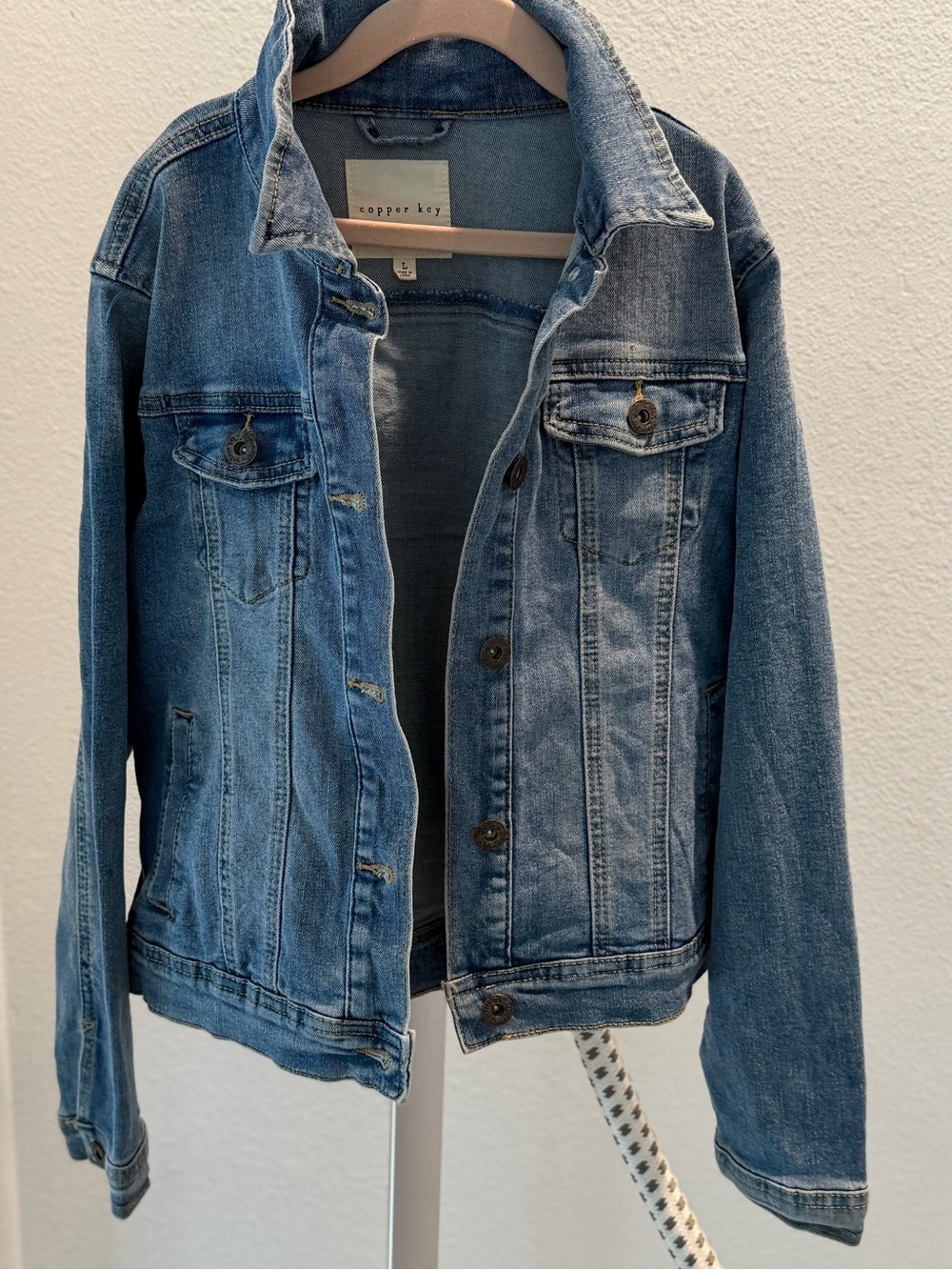 Copper Key Medium Blue Denim Jacket with Button Front